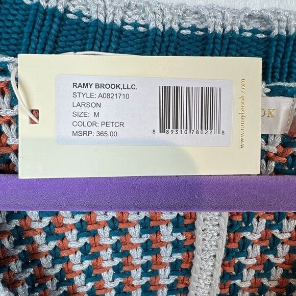 NWT Ramy Brook Larson Metallic Knit V-Neck Sweater Multicolor Size M - Picture 12 of 16